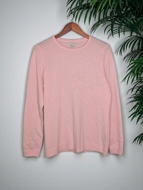 LL Bean Classic Crewneck Cashmere Sweater Pink L Large
